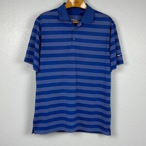 Nike Golf Dri-FIT Tour Performance Blue Stripe Polo Shirt Mens Large